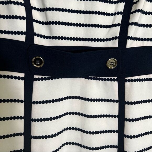 NWT Dress Barn Navy White Dot Dress Button Accent Short Sleeve Lined Size 14 - Picture 4 of 11